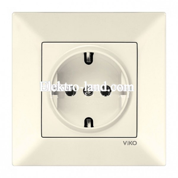 Розетка с заземлением крем VIKO MERIDIAN 90970208-WH